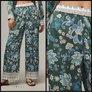 Maeve Teal Floral Wide-Leg Swim Coverup Pants